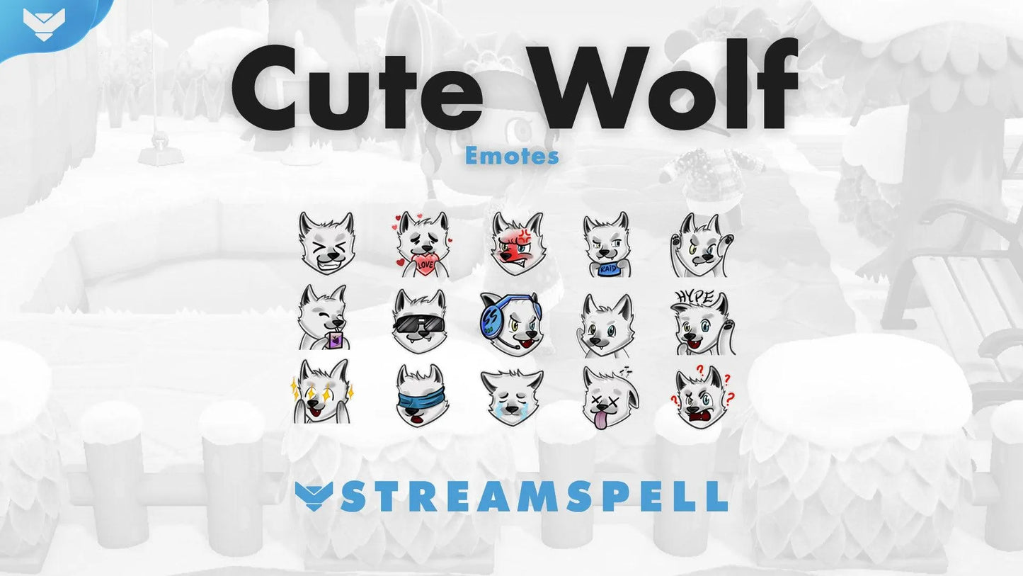 Cute Wolf Emotes & Badges - StreamSpell