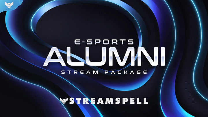 Modern esports stream overlay featuring glowing blue abstract visuals and clean layered design for professional gaming streams by StreamSpell.