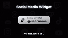 Load image into Gallery viewer, Minimal black-and-white social media widget preview with Facebook username banner. Promoting the customizable Social Media Widget by StreamSpell for Twitch, YouTube, and Kick. Fully compatible with OBS Studio, Streamlabs, and StreamElements.