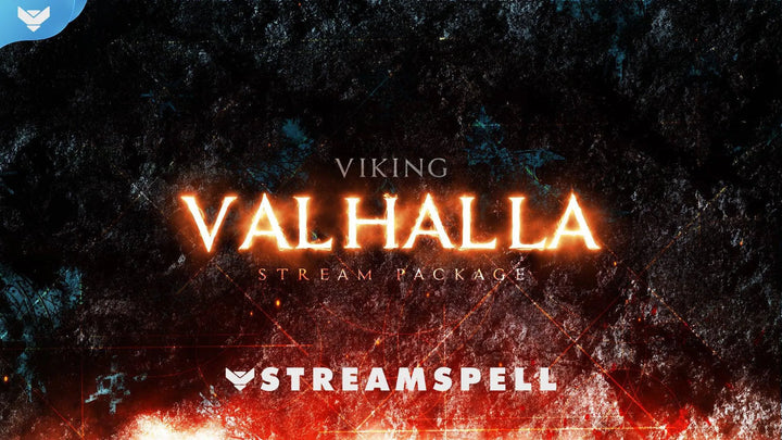 Viking stream overlay with fire effects and Norse design, part of the Viking Valhalla animated package for OBS and Streamlabs.