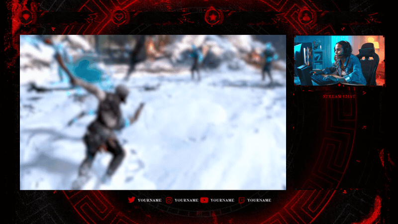 Spartan Just Chatting screen with glowing red warrior aesthetic and ancient Greek design, part of the Sparta stream package by StreamSpell for OBS and Streamlabs.