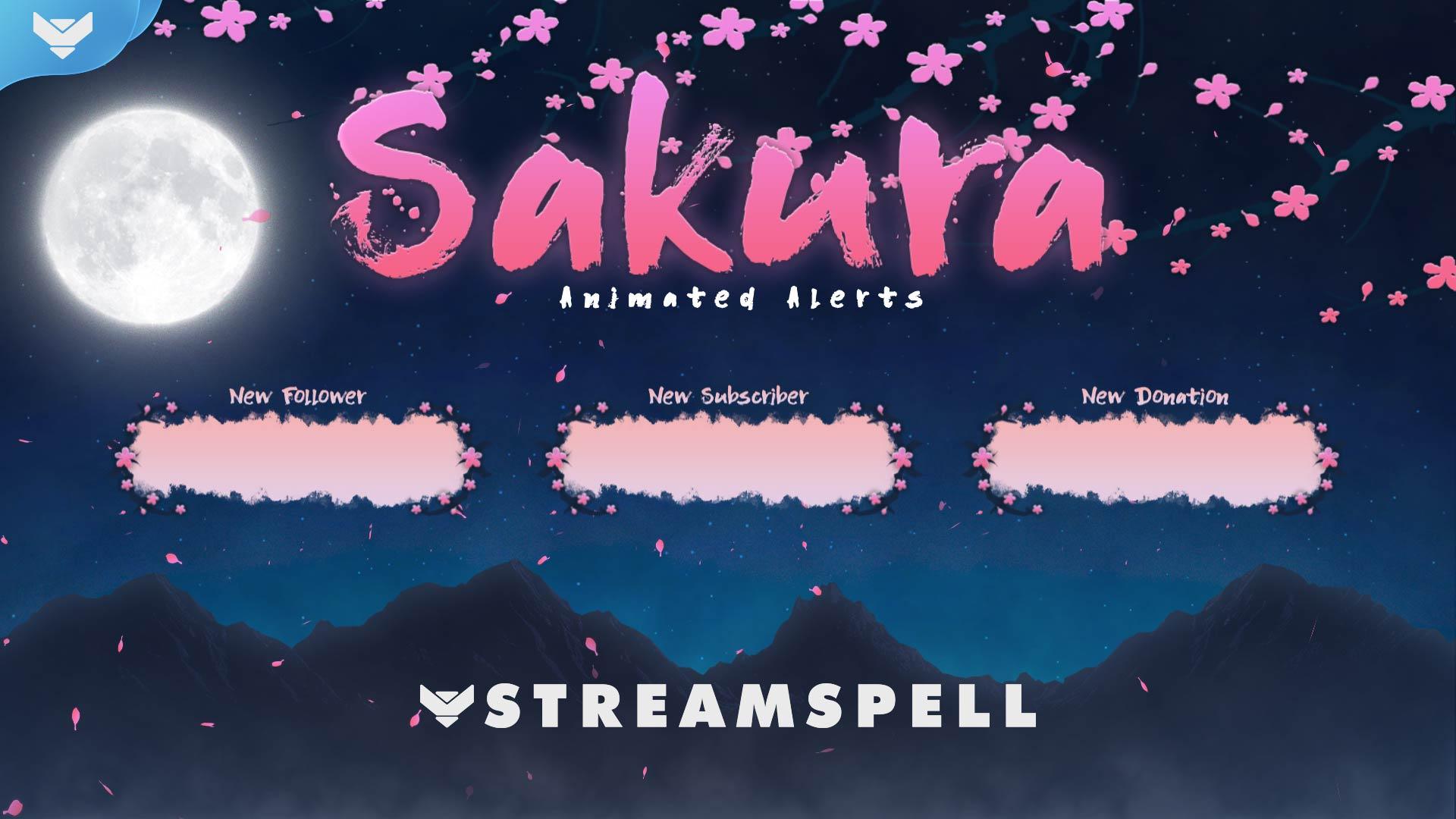 Pink Sakura Just Chatting Stream Overlay 