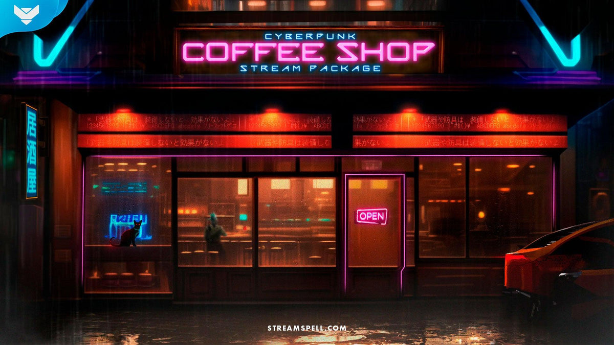 Cyberpunk Coffee Shop Stream Package – StreamSpell