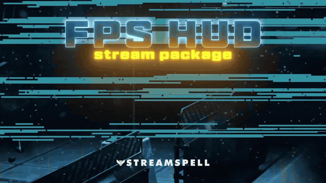 FPS HUD Stream Package cover showing a futuristic neon tactical interface for Call of Duty and FPS streams.