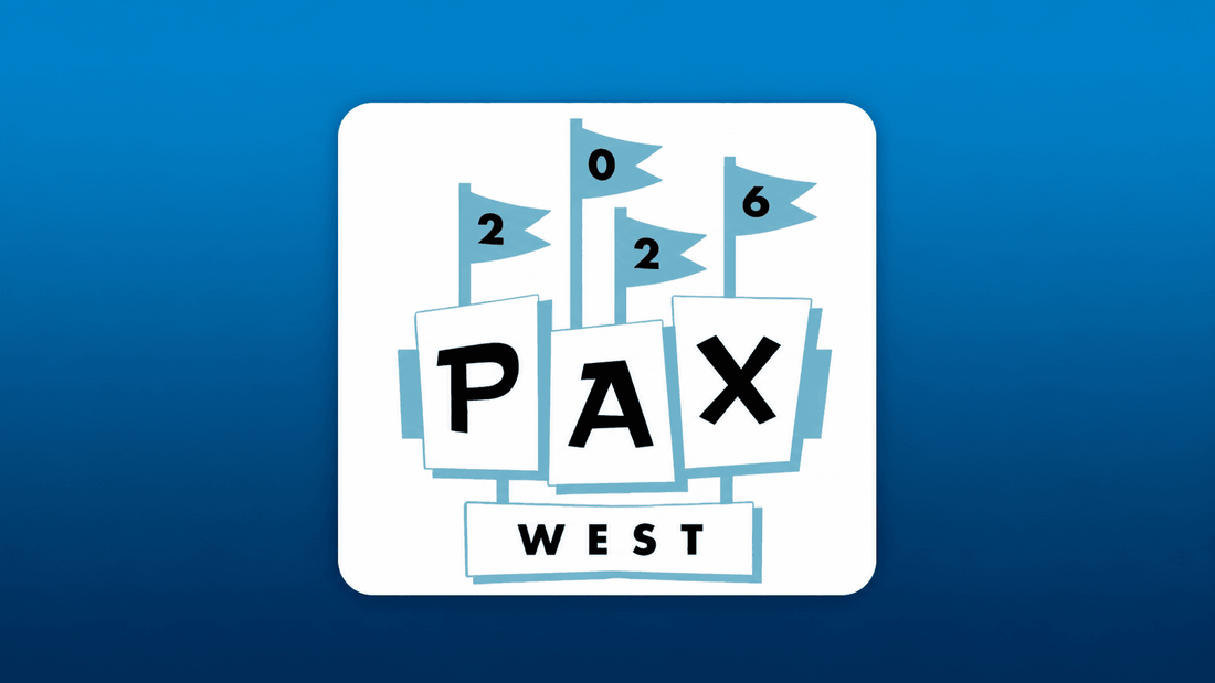 PAX West 2026 logo centered on a blue gradient background for a gaming event blog cover