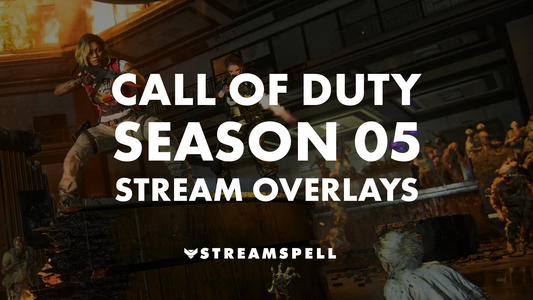 Zombies battle scene from Call of Duty Season 05 inside Janus Towers. Promotes StreamSpell overlays for Twitch, YouTube, and Kick. Compatible with OBS and Streamlabs.