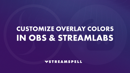 Tutorial screen with OBS and Streamlabs icons in the background and the text “Customize Overlay Colors in OBS & Streamlabs” — by StreamSpell. Learn how to recolor static stream overlays without Photoshop using color correction filters.