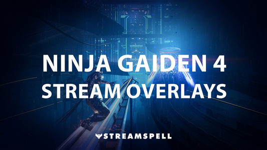 Futuristic ninja scene with blue lights promoting Ninja Gaiden 4 stream overlays by StreamSpell.