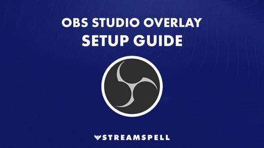 OBS Studio interface logo on a blue background with the title “OBS Studio Overlay Setup Guide.” Image promotes the official tutorial by StreamSpell for installing stream overlays in OBS Studio. Ideal for Twitch and YouTube streamers.