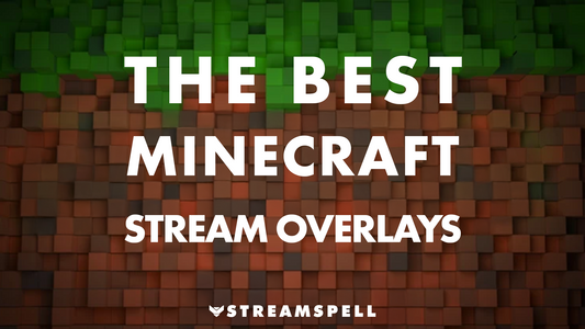 Minecraft-style pixel scene with characters and mobs on a grassy hill. Promotes Twitch overlays by StreamSpell. Ideal for Twitch, YouTube, and Kick. Compatible with OBS, Streamlabs, and StreamElements.
