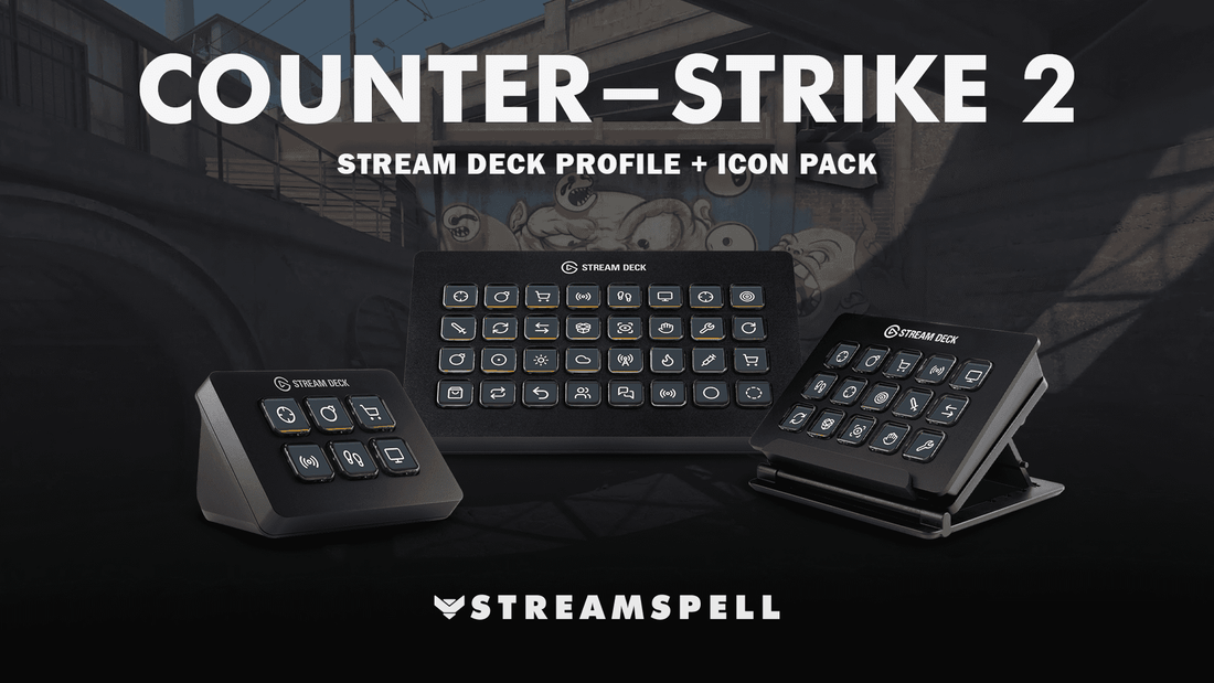 Counter-Strike 2 Stream Deck Profile and Icon Pack displayed across supported devices