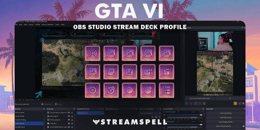 GTA VI-inspired OBS Studio Stream Deck Profile displayed across supported devices