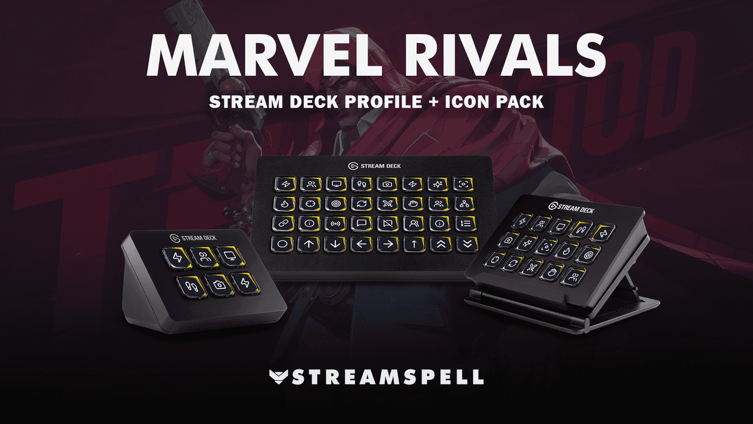 Marvel Rivals Stream Deck Profile and Icon Pack displayed across supported devices