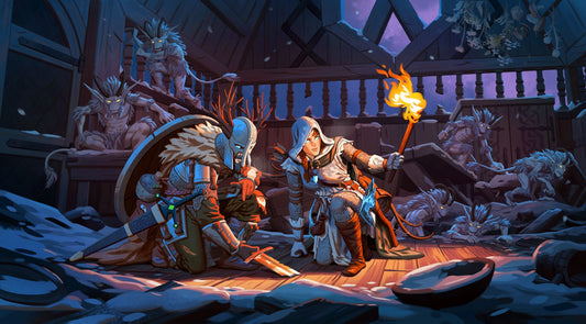 Valheim Deep North artwork showing Vikings exploring the frozen biome