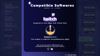 Compatibility
• Built for: StreamElements
• Also works with: OBS Studio and Streamlabs Desktop (Browser Source)
• Platform: Twitch