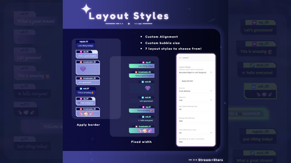 Screenshot of a layout styles interface with customizable options on a dark background.