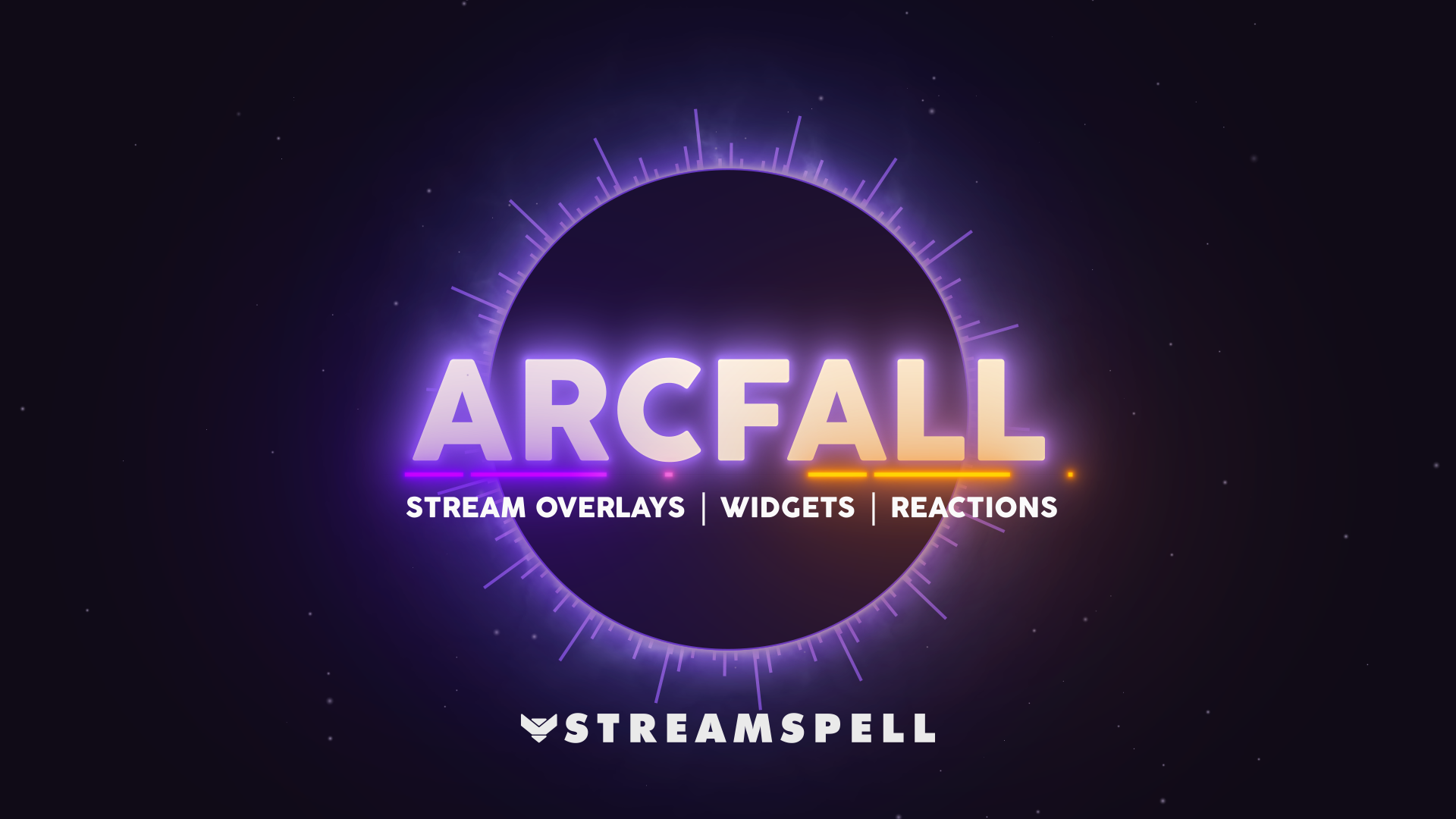 Arcfall neon sci-fi HUD stream overlay cover by StreamSpell for Twitch, OBS and Streamlabs.