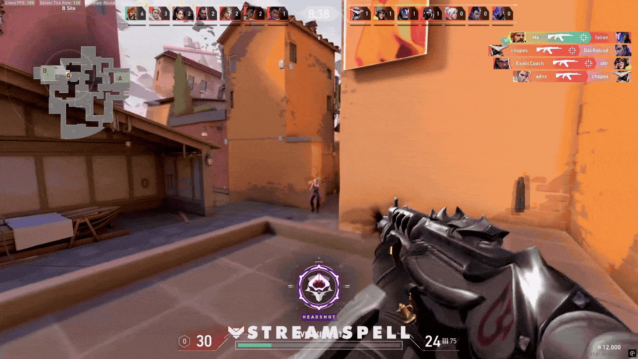 Animated kill streak reaction with red neon tactical HUD interface and dynamic glitch pulse effects from the Dark Agent Stream Package by StreamSpell. Features +5, +10, and +20 streak animations for FPS games like Valorant, Battlefield 6, and Marathon.