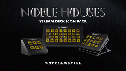 Baratheon Stream Deck Icons – Golden background with bold black icons on Stream Deck devices