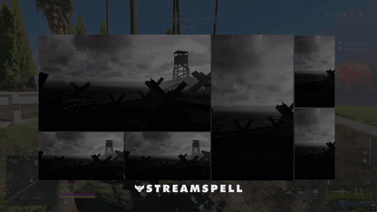 Futuristic military FPS stream scenes with red tactical interface, including Starting Soon, BRB, and Ending screens from the BF6 // RED Stream Package by StreamSpell. Includes vertical and horizontal layouts.