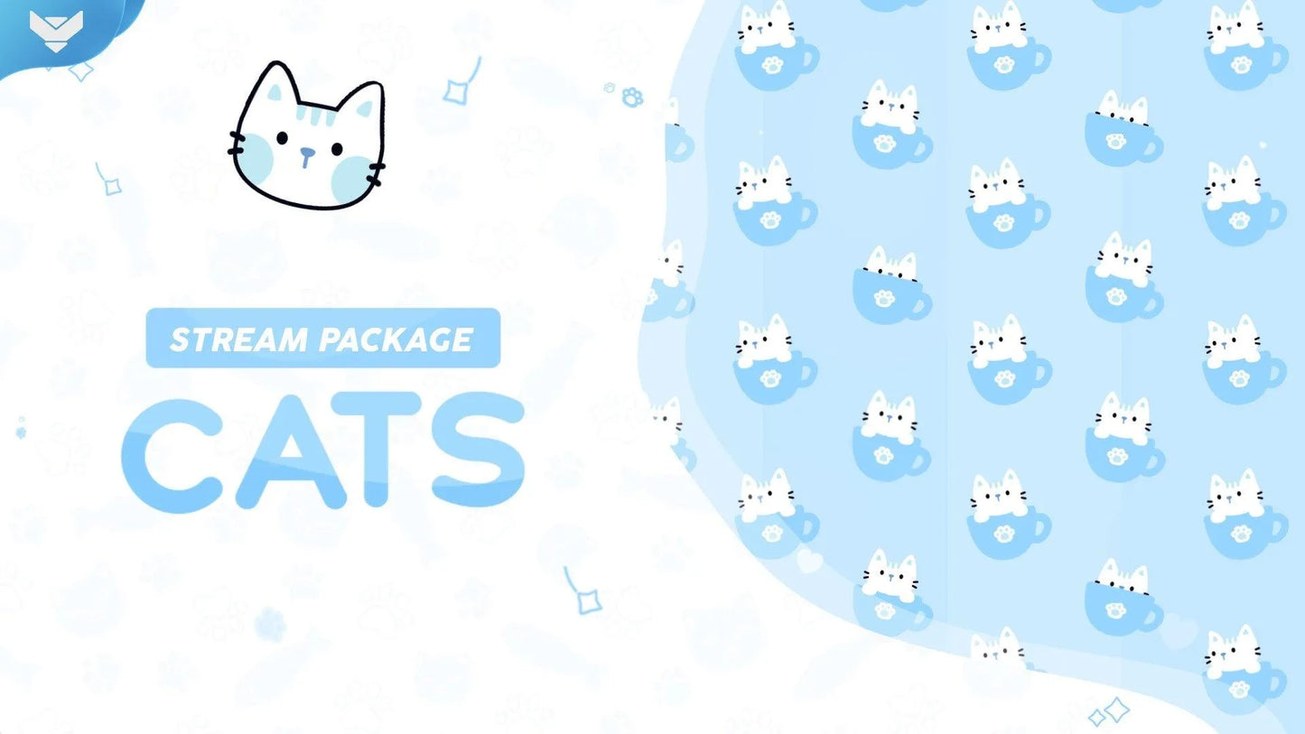 Cute cat overlay with pastel colors and kitten design, part of the Cats animated stream package for OBS and Streamlabs.