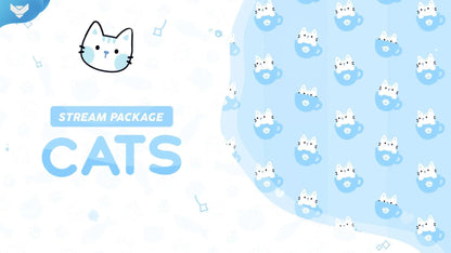 Cute cat overlay with pastel colors and kitten design, part of the Cats animated stream package for OBS and Streamlabs.