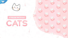 Load image into Gallery viewer, Adorable kitten-themed stream overlay with pastel pink color, teacup cats, and cozy aesthetic, part of the Cats animated overlay package by StreamSpell for OBS and Streamlabs.