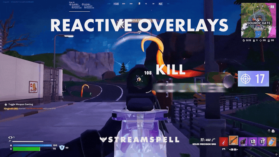 Challenger Kill Counter Reactive Overlay by StreamSpell displayed during gameplay. Automatically updates with each elimination using Streamlabs AI technology.