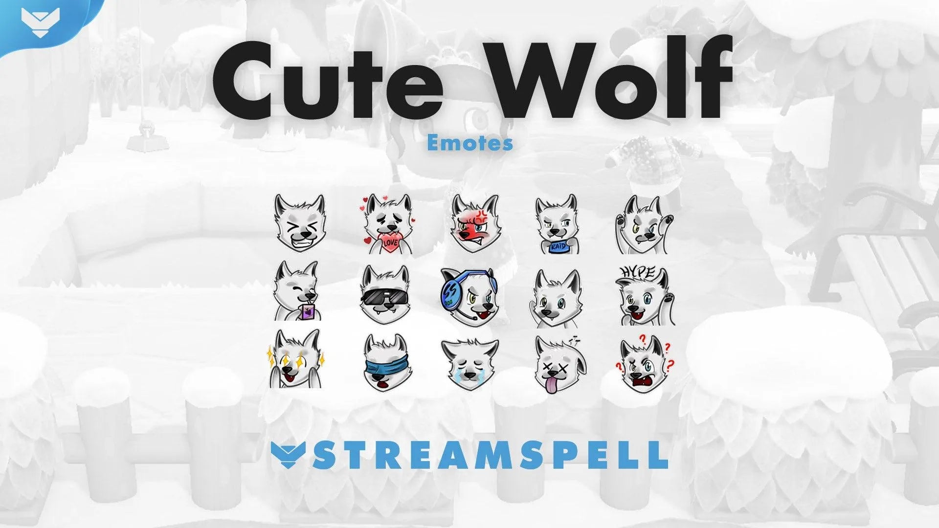 Cute Wolf Emotes & Badges - StreamSpell