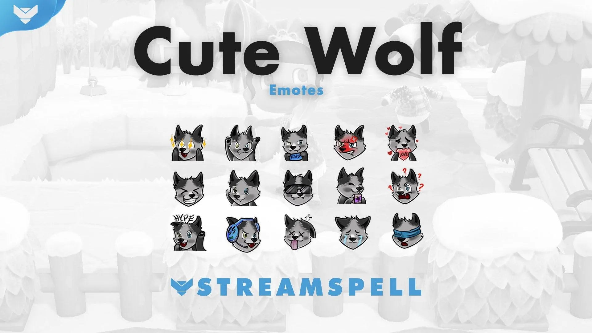 Cute Wolf Emotes & Badges