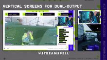 Load image into Gallery viewer, Dual-output stream layout with horizontal gameplay and vertical screen format featuring sci-fi HUD overlays and webcam frame from the Marathon_ID Stream Package by StreamSpell.