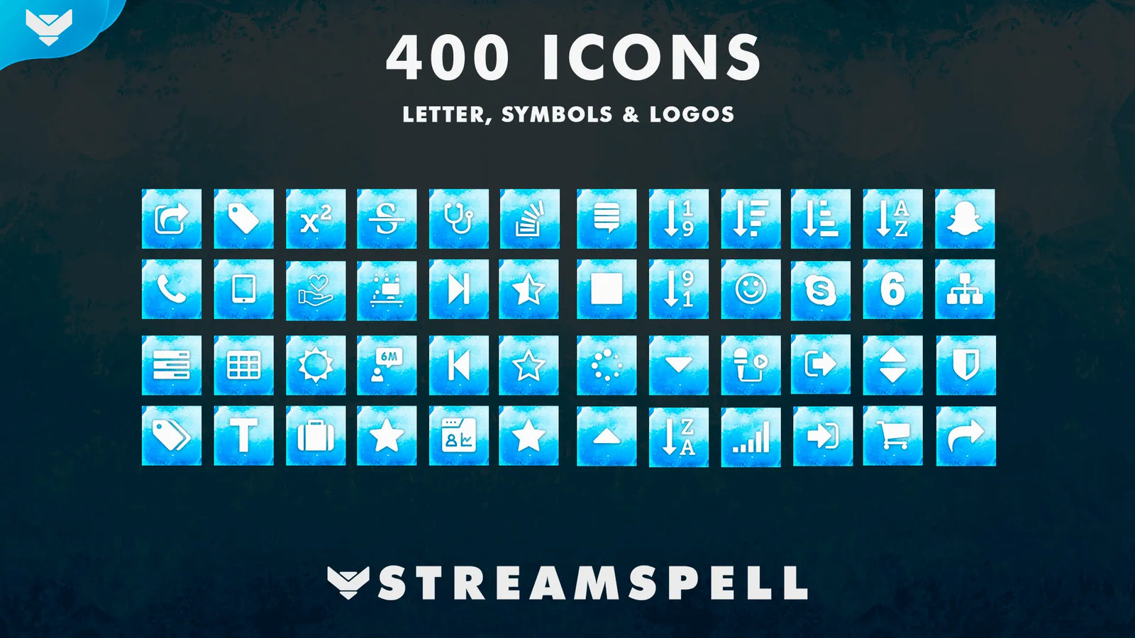 Ice Stream Deck icons with frozen blue gaming aesthetic for Elgato by StreamSpell.