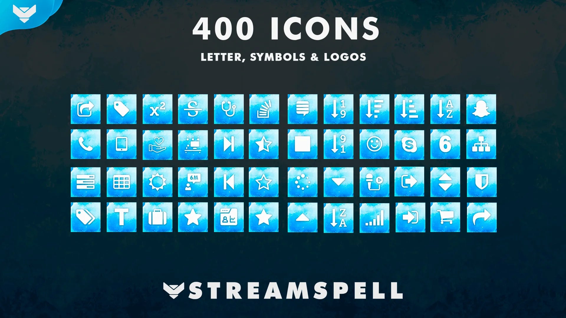 Ice Stream Deck icons with frozen blue gaming aesthetic for Elgato by StreamSpell.