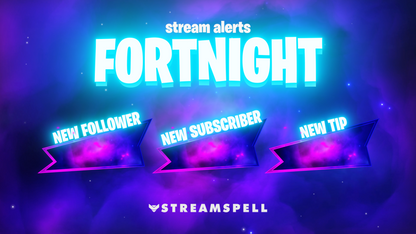 Fortnite animated stream alerts with sound effects for Twitch and Streamlabs.