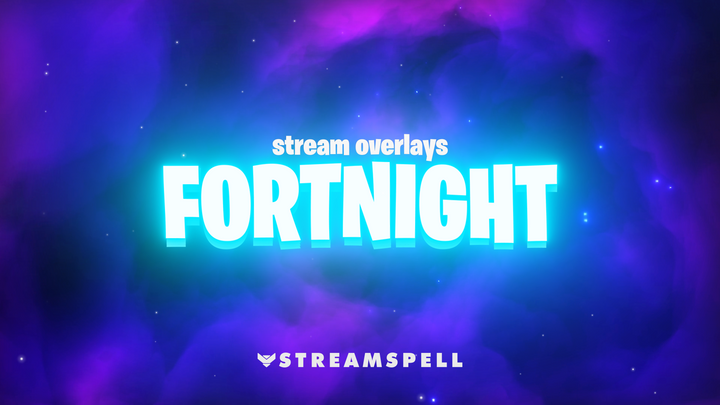 Fortnite animated stream overlays package for Twitch, OBS and Streamlabs with reactive victory and shield effects.
