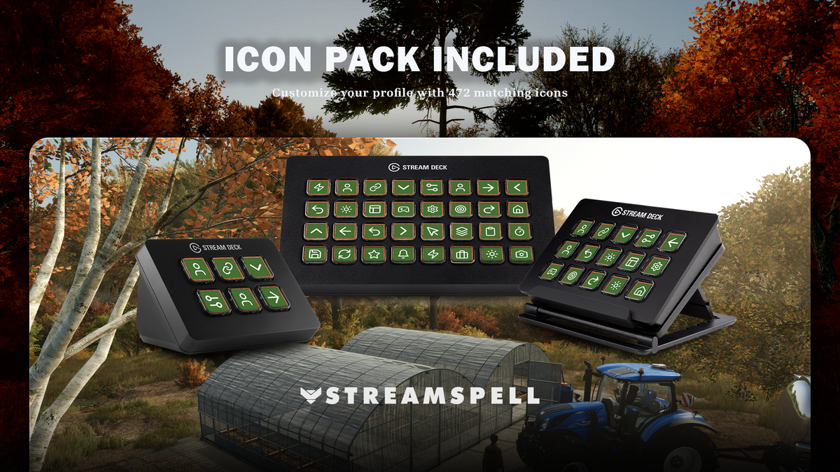 Farming Simulator 25 icon pack included — 472 icons