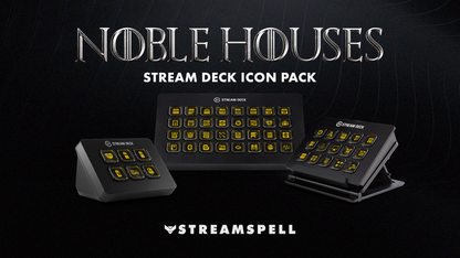 Greyjoy Stream Deck Icons – Black background with golden icons, inspired by House Greyjoy