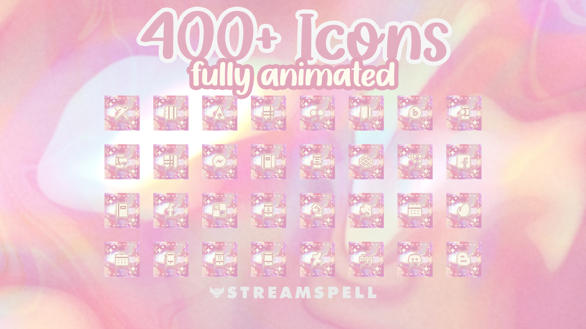 400+ Free Cute Pink Iridescent Stream Deck Icons by StreamSpell