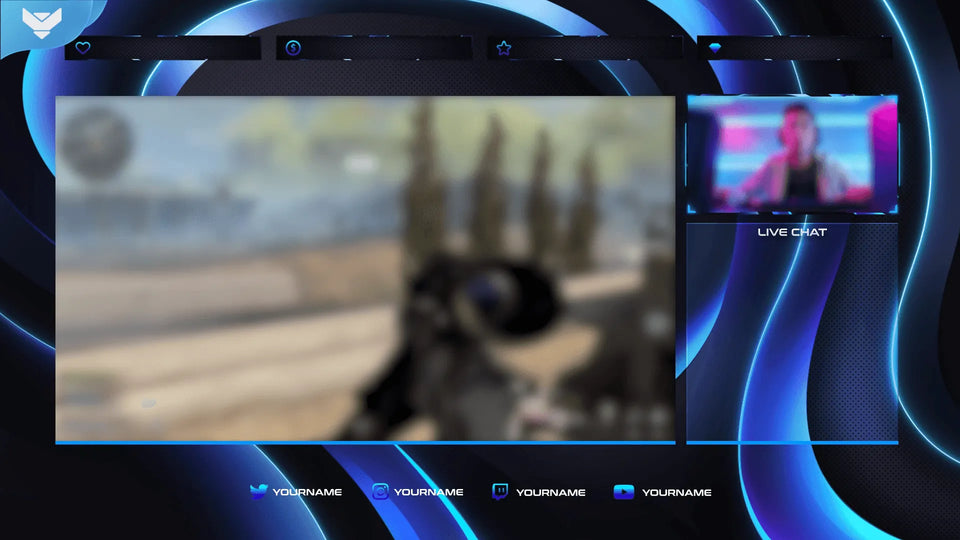 Elegant esports Just Chatting screen with abstract blue layered design and futuristic gaming aesthetic, part of the Alumni stream package by StreamSpell for OBS and Streamlabs.