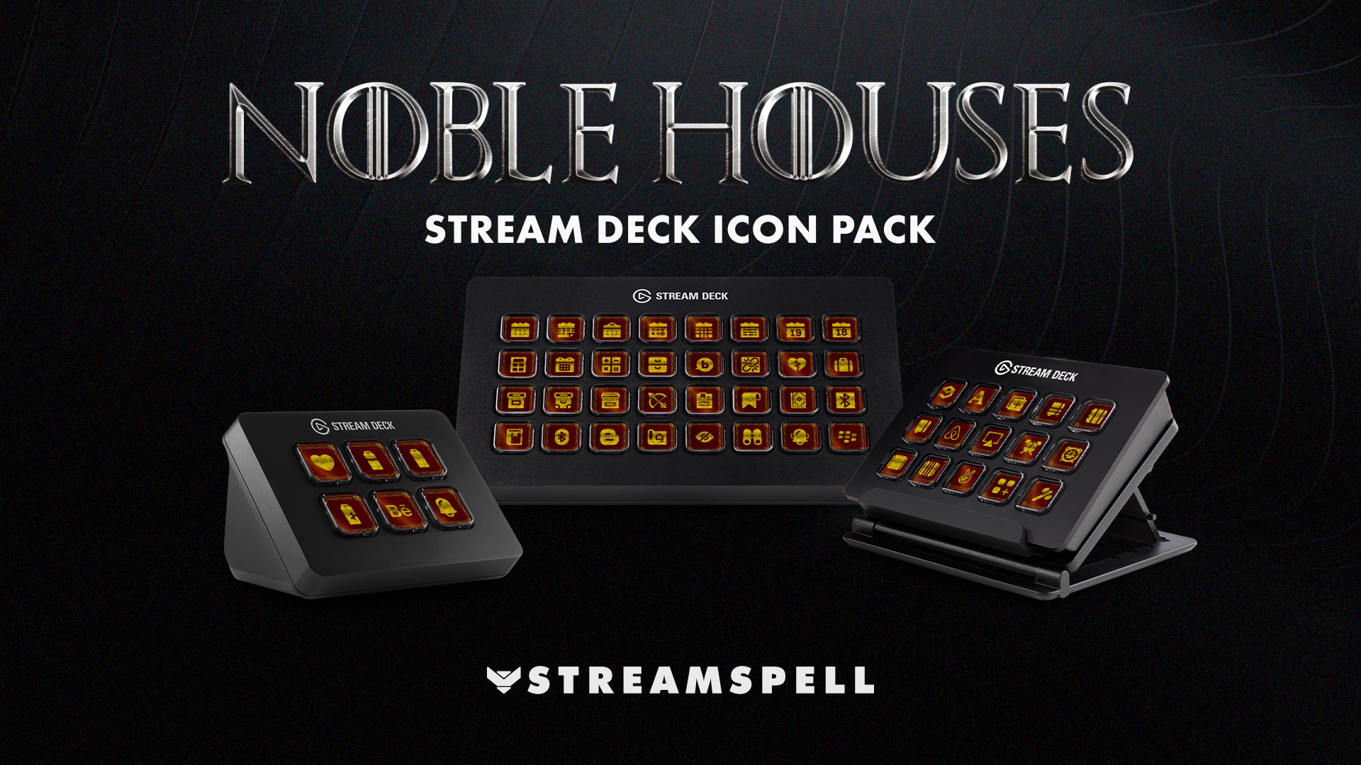 Lannister Stream Deck Icons – Red background with gold icons, representing House Lannister