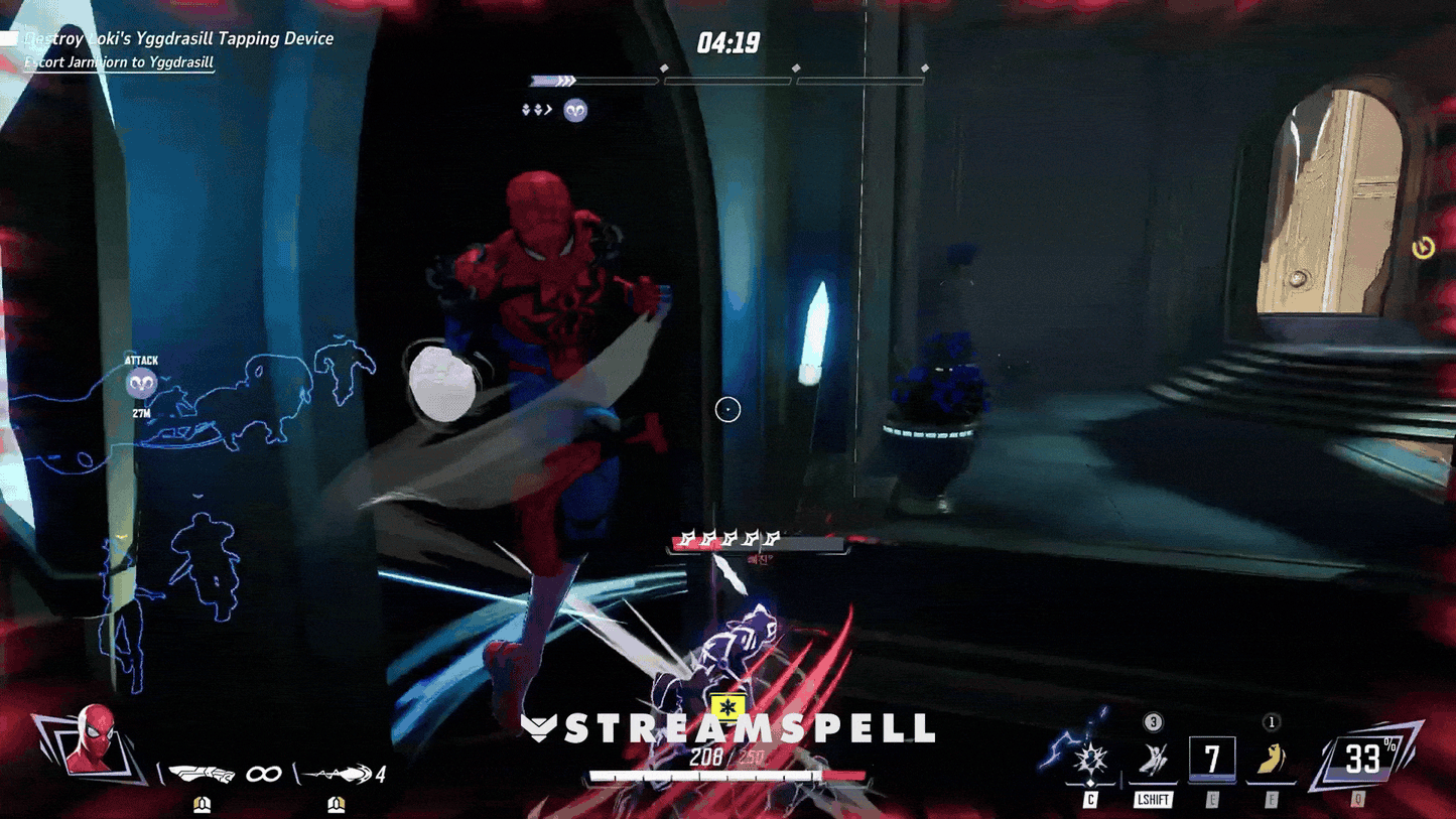 Close-up of a comic-inspired battle with “Kill Counter 7” yellow badge overlay. MARVELOOSE! Reactive Overlays by StreamSpell — Streamlabs reactive counters for kills and deaths.