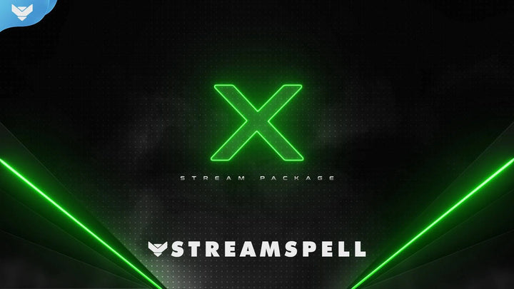 Futuristic green stream overlay with neon gaming aesthetic and glowing tech-inspired design, promoting the New Gen X animated package by StreamSpell for OBS and Streamlabs.