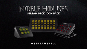 Game of Thrones-style Stream Decks displaying Noble Houses icon pack by StreamSpell. Featuring medieval fantasy icons for Stream Deck Mini, XL, and MK2. Compatible with Elgato devices and perfect for fantasy streamers.