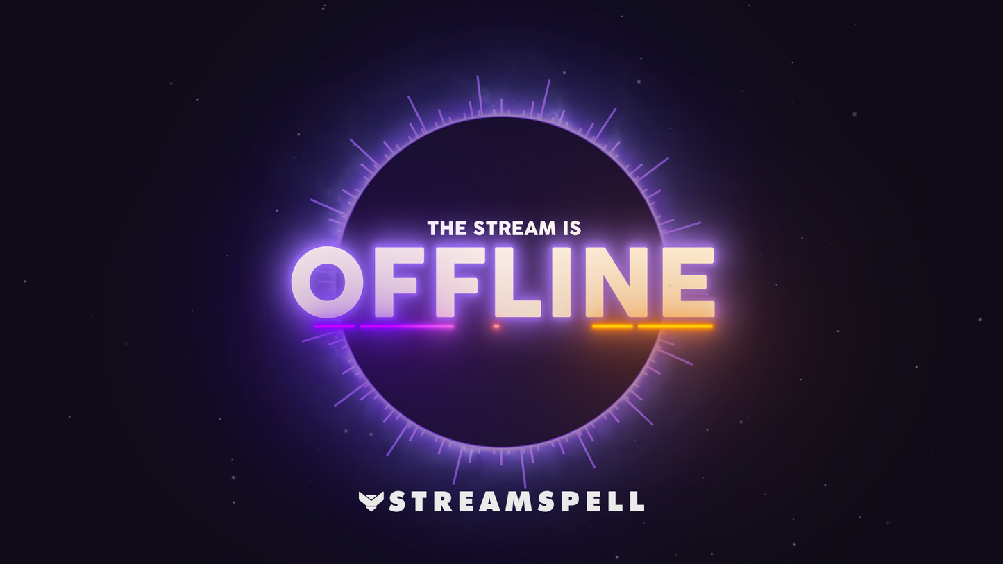 Arcfall neon sci-fi offline screen stream overlay for Twitch and OBS by StreamSpell.