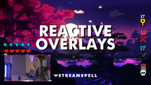 Load image into Gallery viewer, Pixel Japan Reactive Overlays preview by StreamSpell — pixel art Japanese landscape at night with animated HUD elements. Text reads “Reactive Overlays”. Includes a streamer on camera and glowing counters for kills, wins, deaths, and defeats. Perfect for Twitch, YouTube, and Streamlabs users.