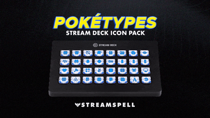 Poketypes Stream Deck Icon Pack by StreamSpell displayed on an Elgato Stream Deck XL. Features Pokémon-inspired Water type icons with blue elemental designs for gaming, Discord, UI and social media. Fully compatible with OBS Studio, Streamlabs and all Stream Deck models.Poketypes Stream Deck Icon Pack by StreamSpell displayed on an Elgato Stream Deck XL. Features Pokémon-inspired Water type icons with blue elemental designs for gaming, Discord, UI and social media. Fully compatible with OBS Studio, Streamla