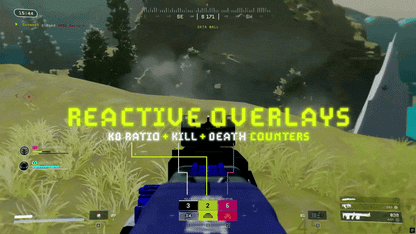 Marathon Stream Overlays and Widgets reactive overlays preview by StreamSpell, featuring gameplay reaction HUD effects for supported Streamlabs and FPS titles.