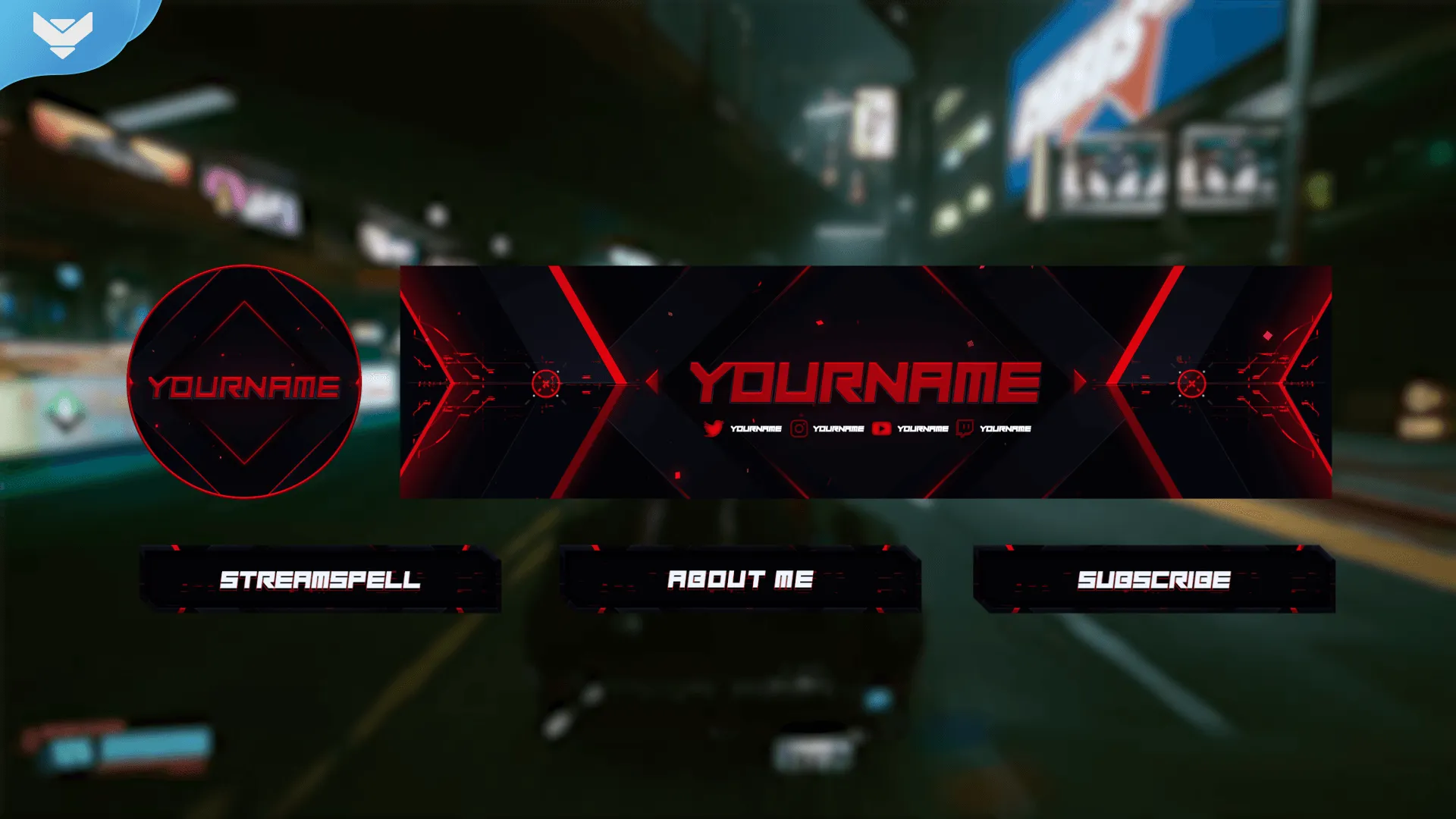 Red Glitch Stream Package