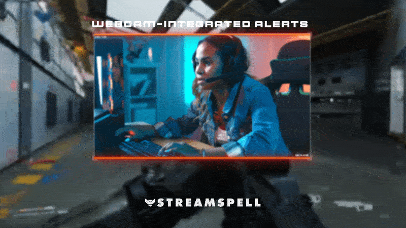 Animated stream alerts from the Phantom Ops package, showing tactical HUD animations and blue–orange lighting integrated with FPS-style motion graphics.
