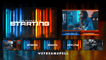 Load image into Gallery viewer, Animated screens from the Phantom Ops Stream Package, featuring blue–orange tactical lighting, barbed wire effects, and cinematic FPS-style motion by StreamSpell.